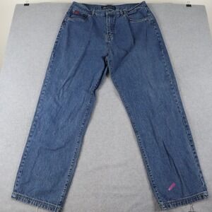 Drunknmunky Jeans Mens 40x34 Wide Leg Baggy Loose 5-Pocket Cotton Denim Blue